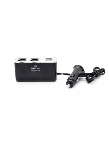 2-Socket Car Cigarette Power Splitter with 2 * 500mA USB Ports