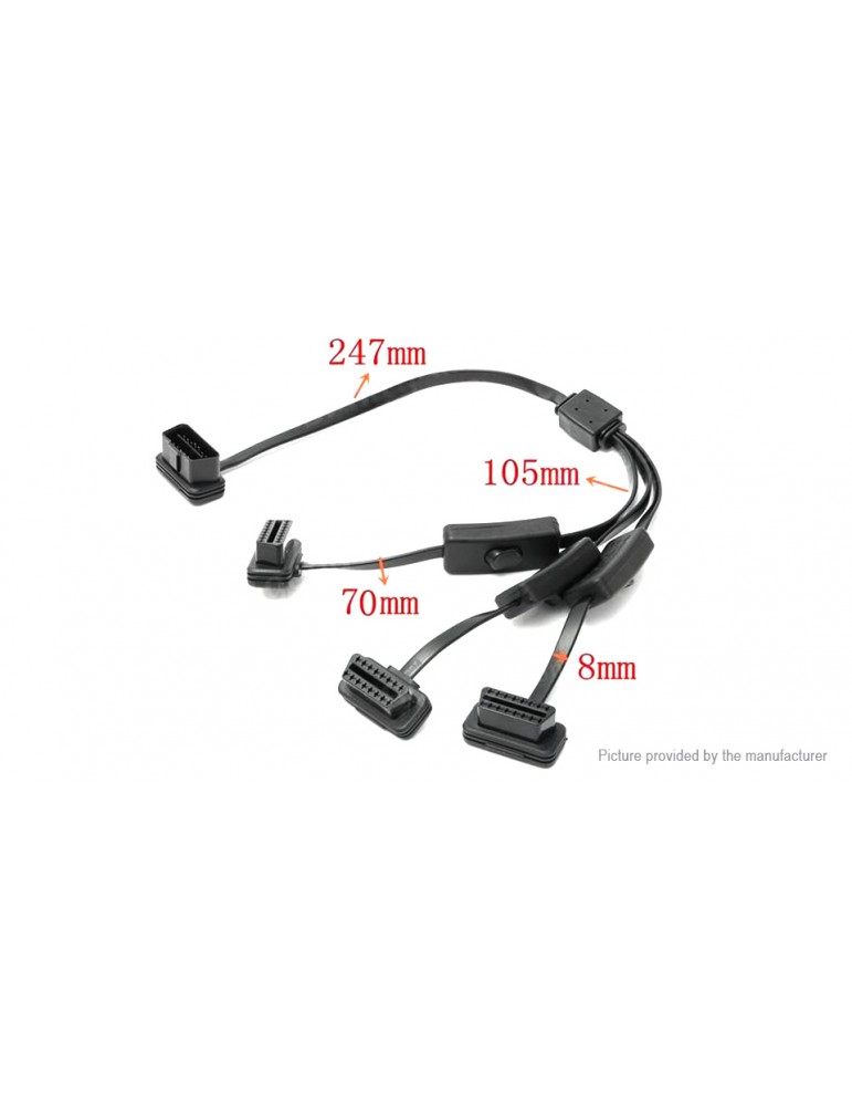 1 to 3 16-pin OBD II Extension Diagnostic Connector Cable (60cm)