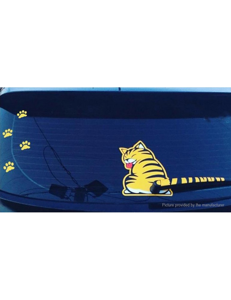 Cat Moving Tail Reflective Car Window Wiper Decoration Decal Sticker