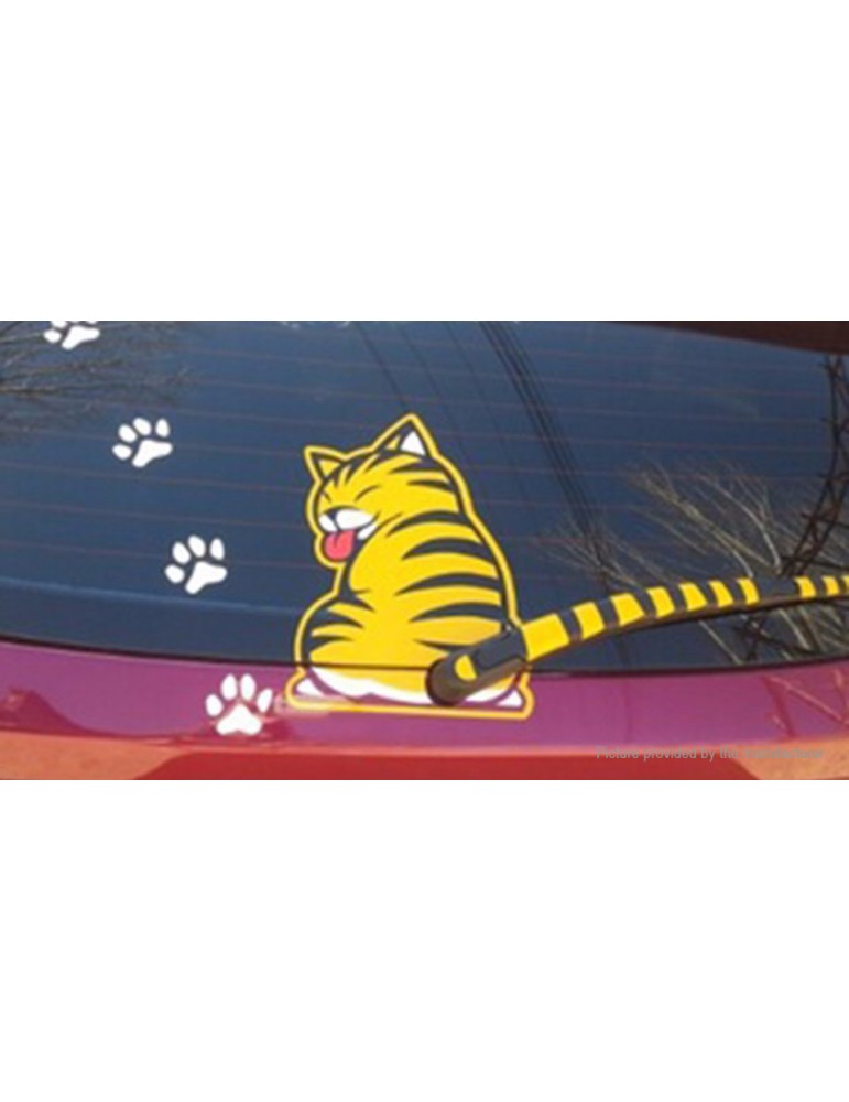 Cat Moving Tail Reflective Car Window Wiper Decoration Decal Sticker